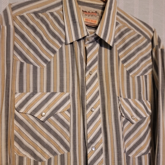 Vintage Stagecoach western wear striped pearl snap - Picture 6 of 9